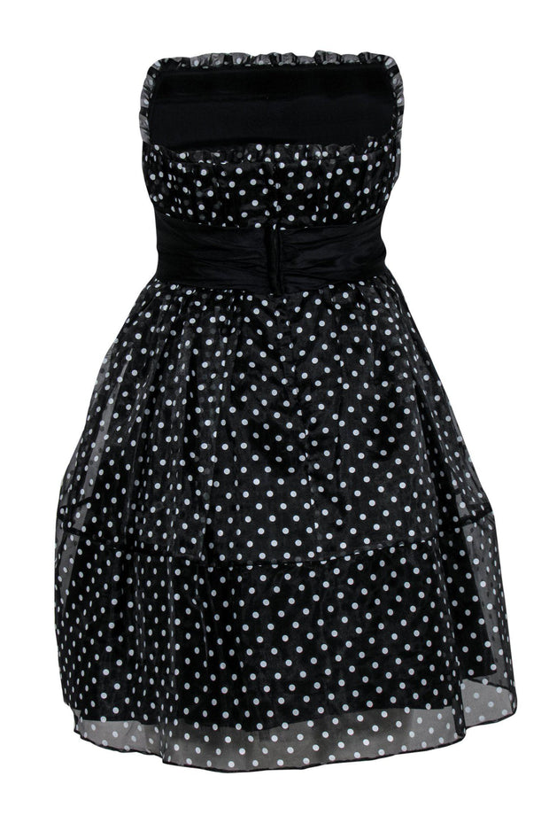 Current Boutique-Betsey Johnson - Black & White Polka Dot Strapless Fit & Flare Dress Sz 4