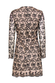 Current Boutique-Betsey Johnson - Beige & Black Floral Embroidered Long Sleeve Shift Dress Sz 6