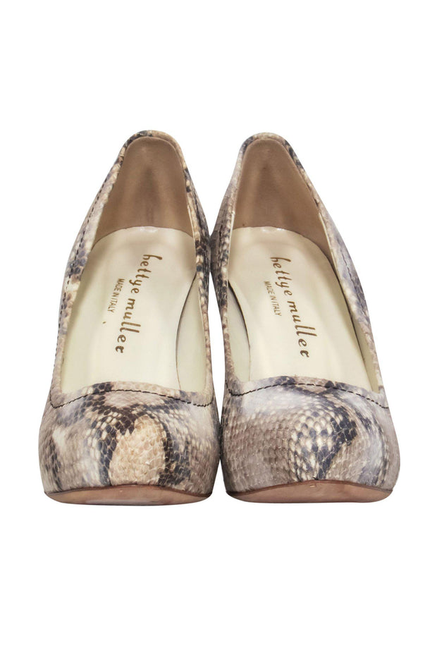 Current Boutique-Bettye Muller - Cream & Grey Snakeskin “Fiery” Pumps Sz 6