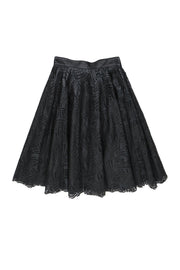 Current Boutique-Billy Reid – Dark Brown Laser Cut Perforated Leather Skirt Sz 2