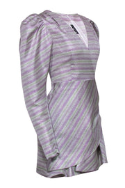 Current Boutique-ROTATE Birger Christensen - Purple & Green Metallic Puffed Sleeve Dress Sz 6