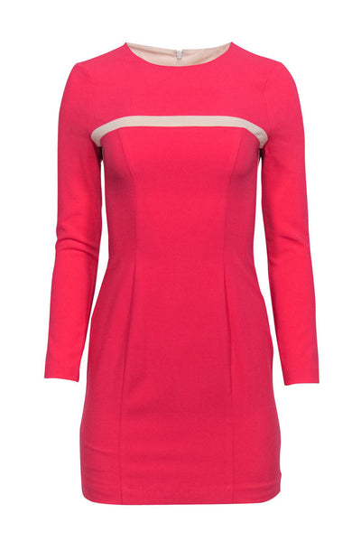 Current Boutique-Black Halo - Pink & White Colorblocked Long Sleeve Bodycon Dress Sz 0