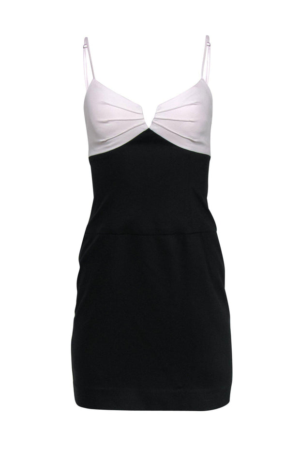Current Boutique-Black Halo - Black & White Strappy Bodycon w/ Front Pleats Sz 2