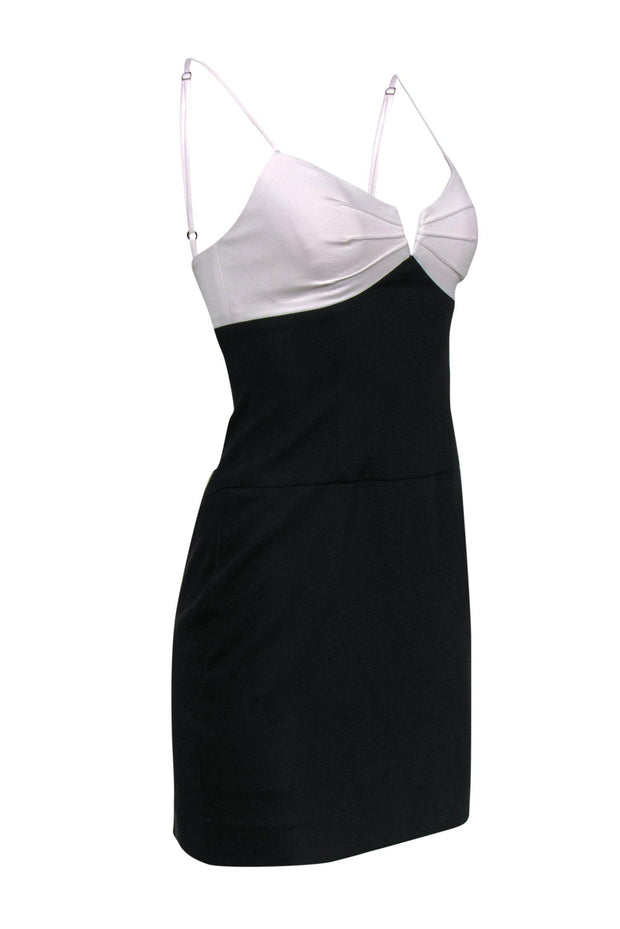 Current Boutique-Black Halo - Black & White Strappy Bodycon w/ Front Pleats Sz 2