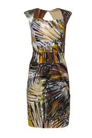 Current Boutique-Black Halo - Multicolor Tropical Leaf Printed Cotton Blend Sheath Dress Sz 4