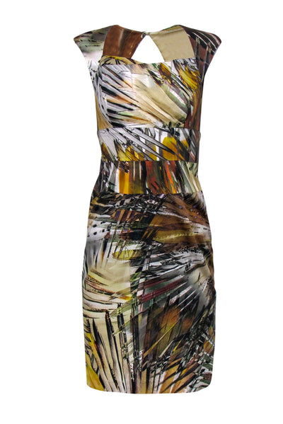 Current Boutique-Black Halo - Multicolor Tropical Leaf Printed Cotton Blend Sheath Dress Sz 4