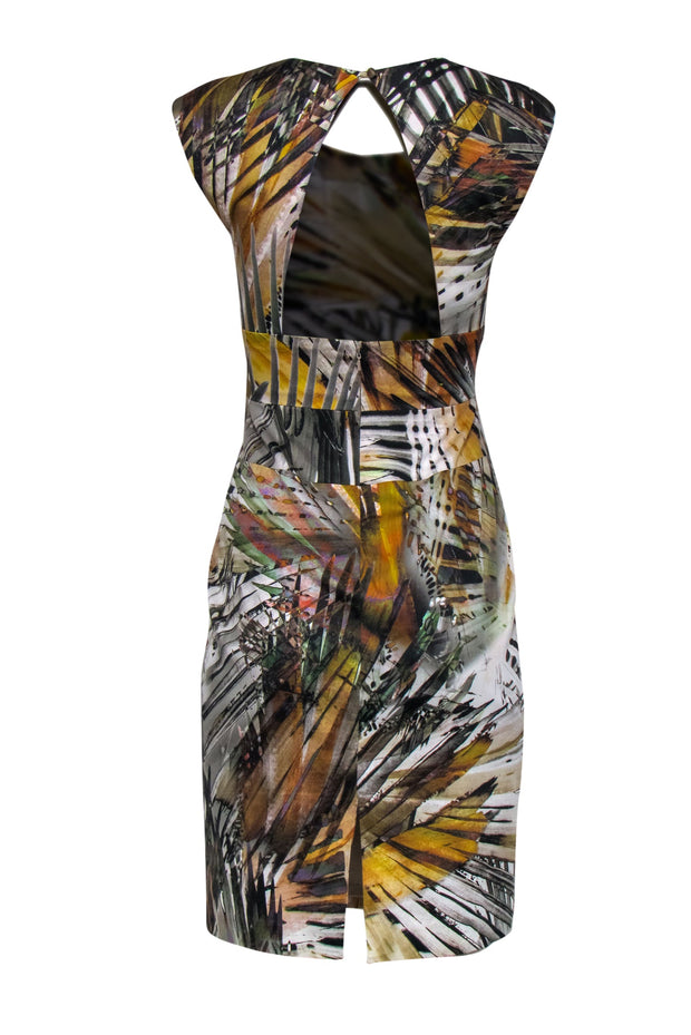 Current Boutique-Black Halo - Multicolor Tropical Leaf Printed Cotton Blend Sheath Dress Sz 4