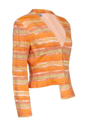 Current Boutique-Bob Mackie - Vintage Orange & Yellow Wavy Striped Beaded Blazer Sz 8