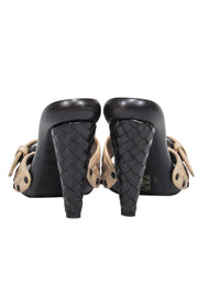 Current Boutique-Bottega Veneta - Beige Woven Leather Mule Pumps w/ Buckles Sz 7.5