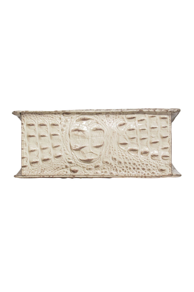 Current Boutique-Brahmin – Ivory Wicker & Crocodile Embossed Leather Satchel