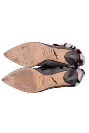 Current Boutique-Brian Atwood - Grey Suede Pointed Toe Boots w/ Multicolored Fur Sz 7.5