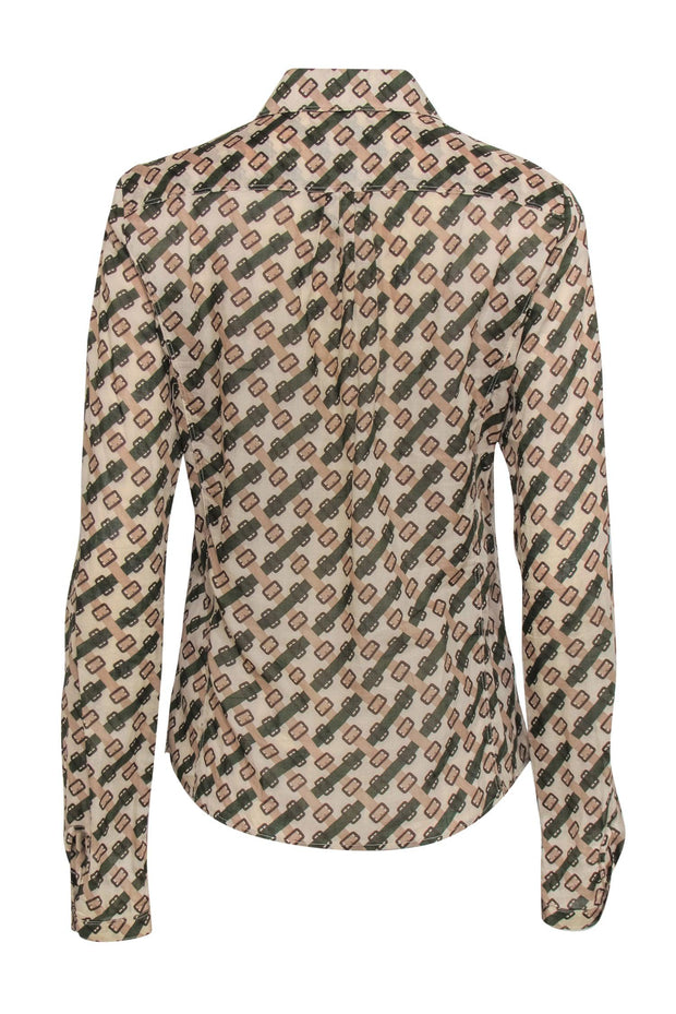 Current Boutique-Burberry - Vintage Cotton Belt Buckle Printed Collared Blouse Sz L