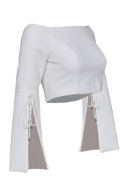 Current Boutique-C/MEO Collective - White Off-the-Shoulder Crop Top w/ Tie Sleeves Sz XS