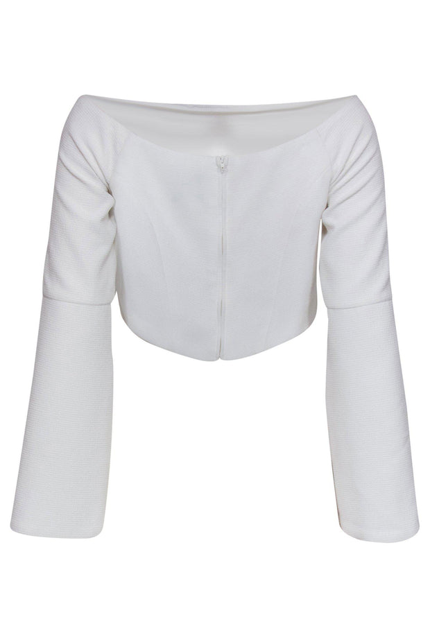 Current Boutique-C/MEO Collective - White Off-the-Shoulder Crop Top w/ Tie Sleeves Sz XS
