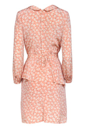 Current Boutique-Cacharel - Light Pink Floral Peter Pan Collar Peplum Dress Sz S