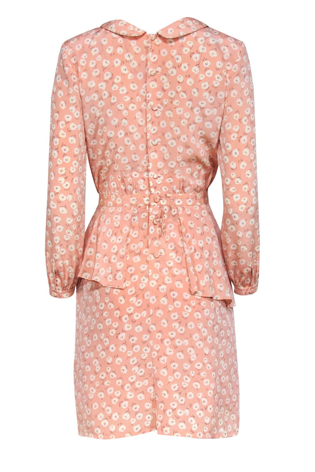 Current Boutique-Cacharel - Light Pink Floral Peter Pan Collar Peplum Dress Sz S