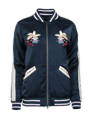 Current Boutique-Capulet - Navy Bomber Jacket w/ Palm Tree Embroidery Sz M