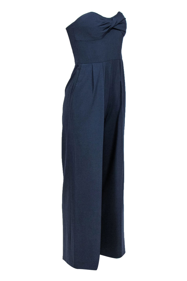 Current Boutique-Carlisle - Navy Stripe Strapless Wool Jumpsuit Sz 4