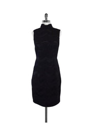 Current Boutique-Carmen Marc Valvo - Black Floral Embroidered Dress Sz 4