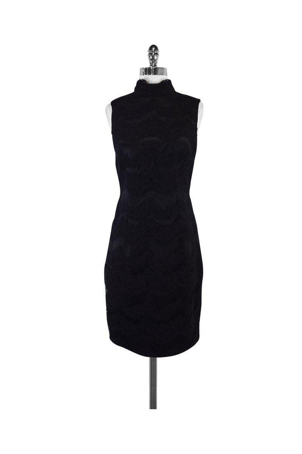 Current Boutique-Carmen Marc Valvo - Black Floral Embroidered Dress Sz 4