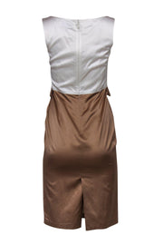 Current Boutique-Carolina Herrera - Ivory & Taupe Satin Sheath Dress w/ Stitching Sz 4