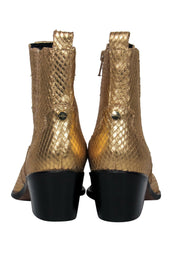Current Boutique-Carvela - Gold Snakeskin Heeled Booties Sz 6