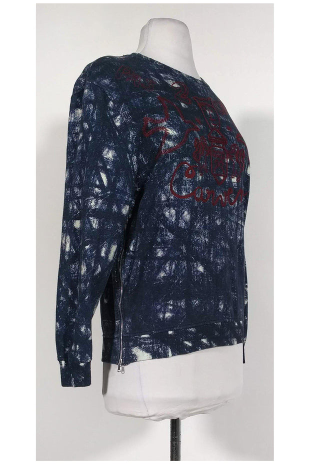 Current Boutique-Carven - Tie Dye Zipper Embroidered Sweatshirt Sz S