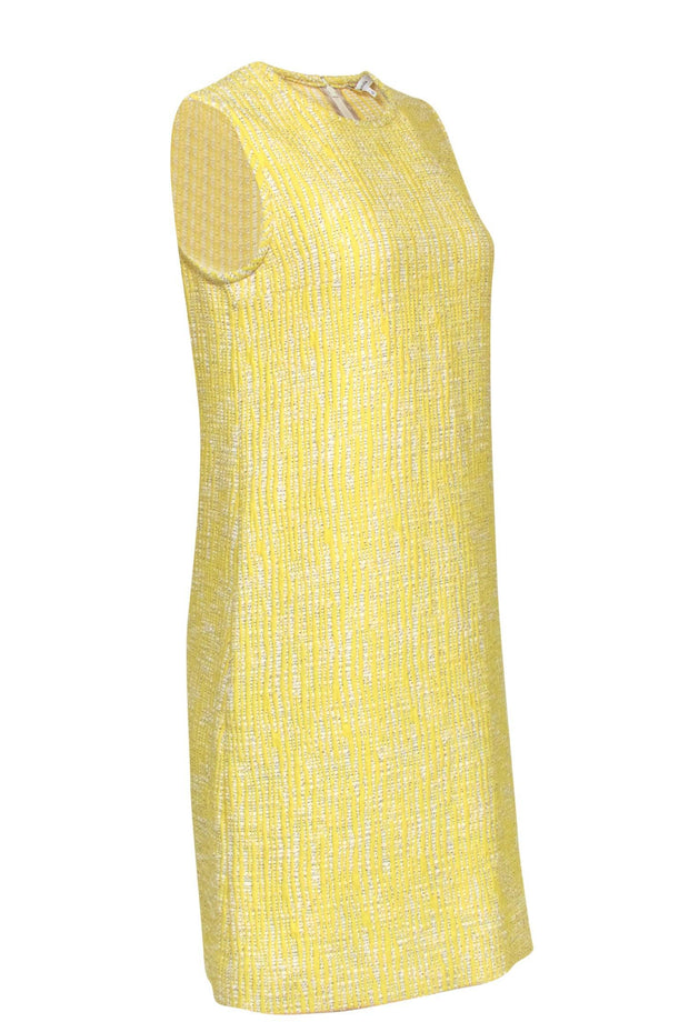 Current Boutique-Carven - Yellow Sleeveless Tweed Shift Dress w/ Pockets Sz 8