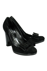 Current Boutique-Casadei - Black Suede Pumps w/ Bow Sz 6