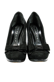 Current Boutique-Casadei - Black Suede Pumps w/ Bow Sz 6