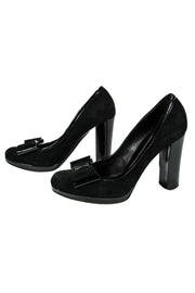 Current Boutique-Casadei - Black Suede Pumps w/ Bow Sz 6