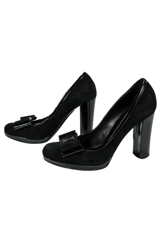 Current Boutique-Casadei - Black Suede Pumps w/ Bow Sz 6