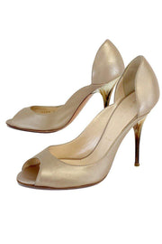 Current Boutique-Casadei - Shimmer Peep Toe Bone Accent Heels Sz 6.5