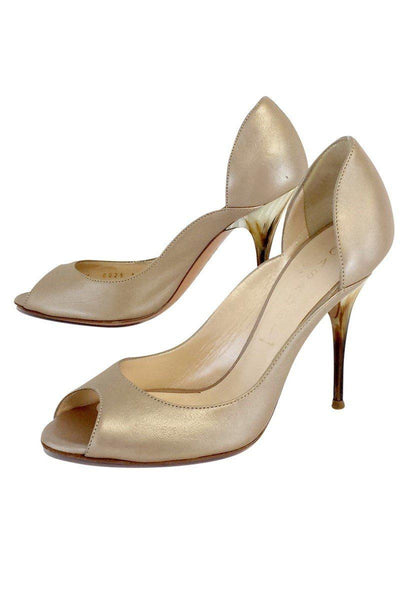 Current Boutique-Casadei - Shimmer Peep Toe Bone Accent Heels Sz 6.5