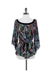 Current Boutique-Catherine Malandrino - Watercolor Print Silk Peasant Blouse Sz 6