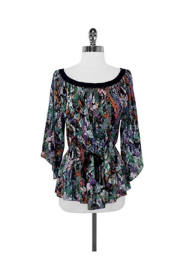 Current Boutique-Catherine Malandrino - Watercolor Print Silk Peasant Blouse Sz 6