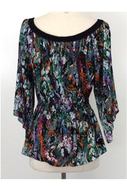 Current Boutique-Catherine Malandrino - Watercolor Print Silk Peasant Blouse Sz 6