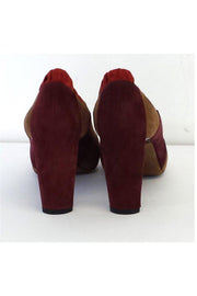 Current Boutique-Celine - Taupe & Coral Colorblock Suede Heels Sz 8.5
