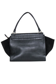 Current Boutique-Celine - Black Leather Reptile Embossed Fold-Over Handbag