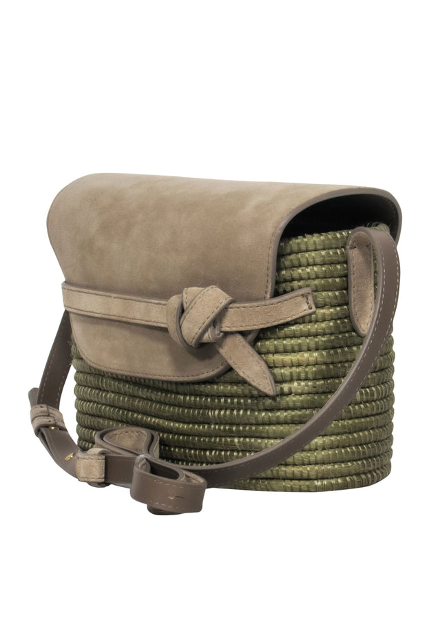 Current Boutique-Cesta - Tan Woven Mini Basket Purse w/ Leather