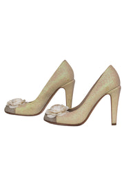 Current Boutique-Chanel - Champagne Sparkly Rosette Pumps Sz 9
