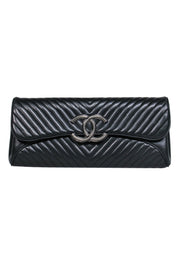 Current Boutique-Chanel - Black Leather Chevron Clutch