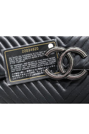 Current Boutique-Chanel - Black Leather Chevron Clutch