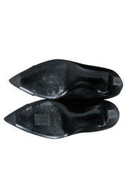 Current Boutique-Chanel - Cap Toe Mid-Calf Black Suede Boots w/ Embroidery Sz 8