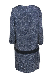 Current Boutique-Chloe - Navy Blue & Grey Speckled Pattern Silk Shift Dress Sz 10