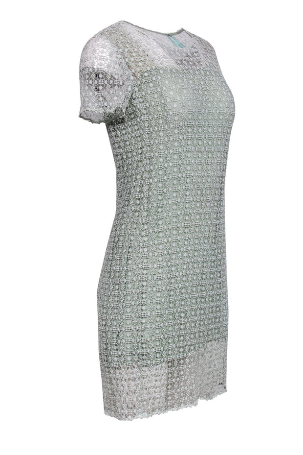 Current Boutique-Chloe - Mint Green Shift Dress w/ Embroidered Overlay Sz S
