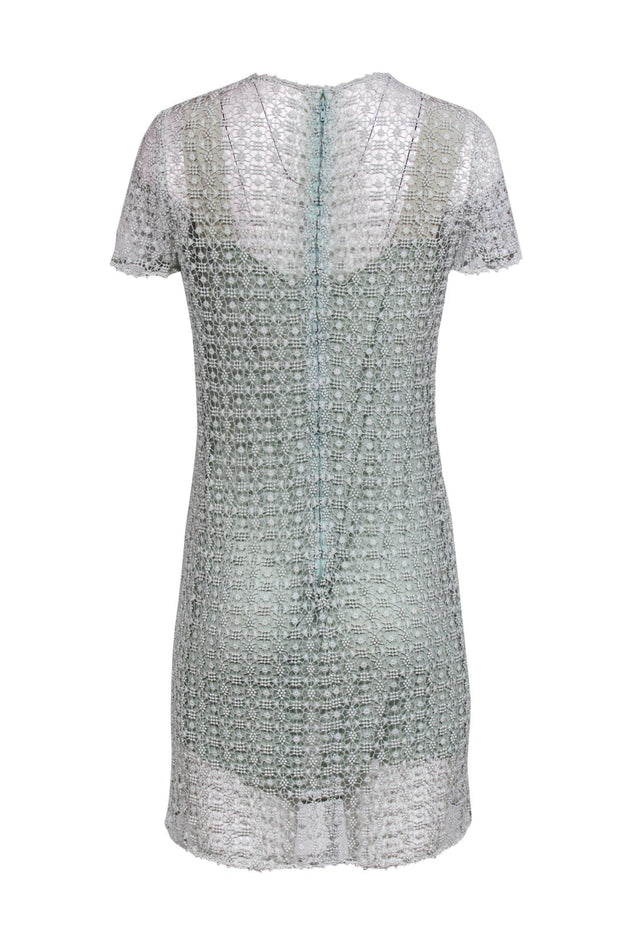 Current Boutique-Chloe - Mint Green Shift Dress w/ Embroidered Overlay Sz S