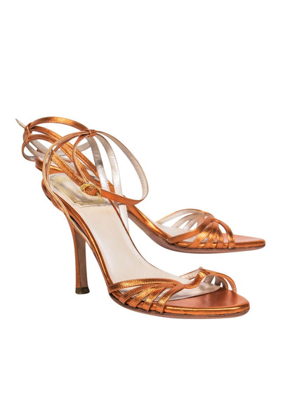 Current Boutique-Christian Dior - Orange Metallic Strappy Pumps Sz 6.5