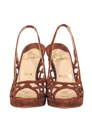 Current Boutique-Christian Louboutin - Brown Suede Caged Slingback Heels Sz 7.5