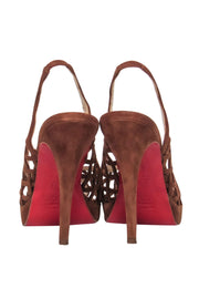 Current Boutique-Christian Louboutin - Brown Suede Caged Slingback Heels Sz 7.5